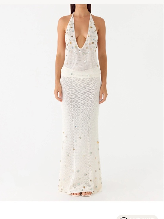 Peppermayo Dresses & Skirts - Peppermayo Cream Maxi Knit Skirt with Sequin Accents